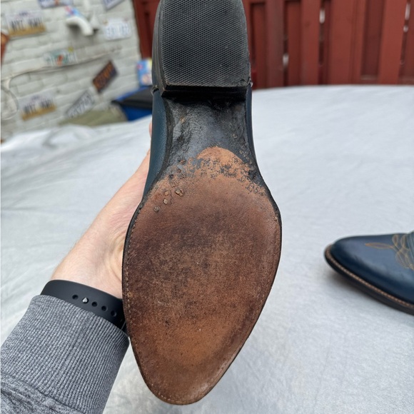 Blue Western Cowboy Boots with Yellow Stitching - Picture 6 of 7